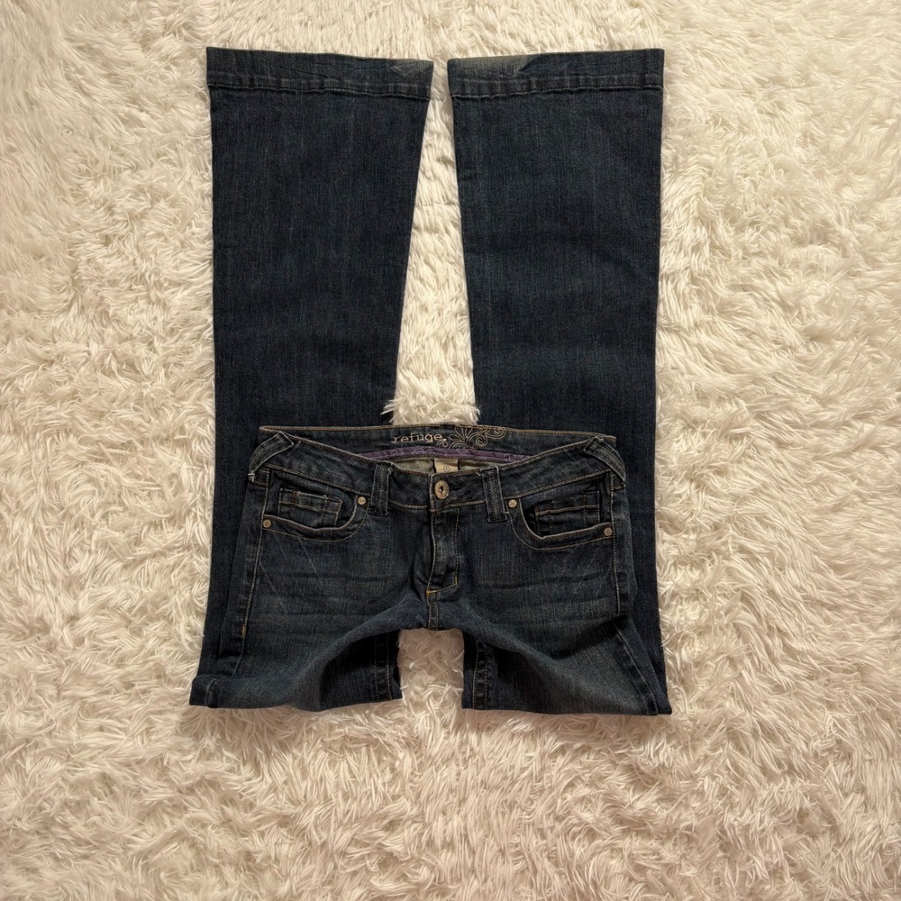 y2k medium wash low rise boot cut flare wide leg jeans size 7